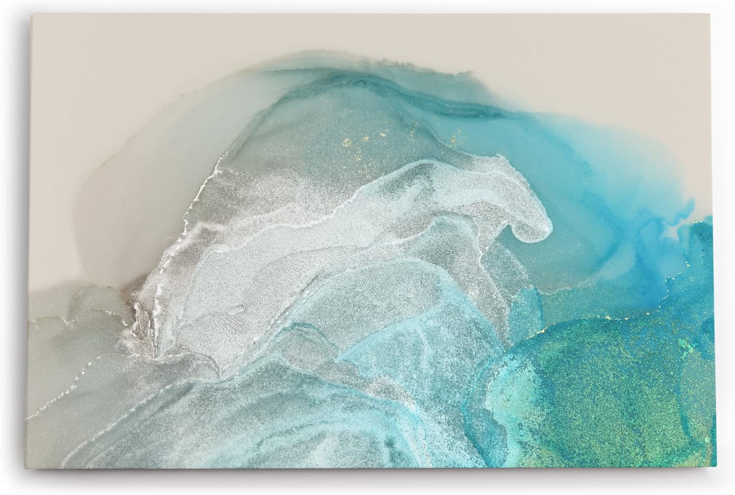 Paul Sinus Wandbild 120x80cm Abstraktes Bild Türkis Hellblau fließende Farben