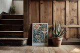 Paul Sinus Kunstdruck 40x60cm Morris Garden florale Jugendstilkomposition auf tiefem Blau mit historischen Ornamenten