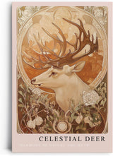Paul Sinus Leinwandbild 40x60cm kunstvolles Hirschporträt mit filigranen Ornamenten und mystischer Naturästhetik, elegante Wandkunst in warmen Erdtönen