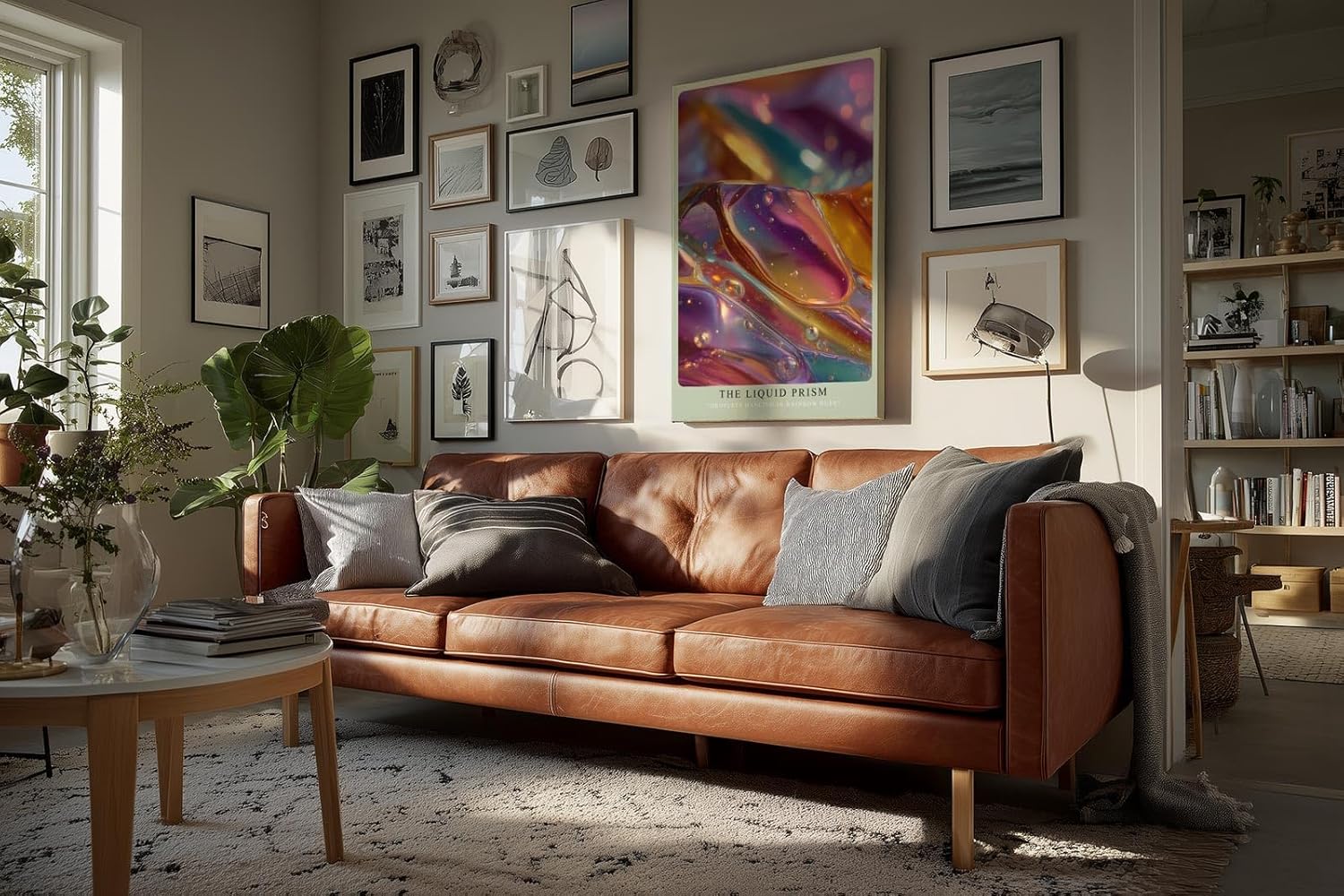 Paul Sinus Wandbild in 40x60cm The Liquid Prism – abstraktes Farbmotiv mit regenbogenfarbenem Glanz und fließender Struktur für moderne Raumgestaltung
