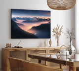 Paul Sinus Wandbild 120x80cm Berge im Nebel Dolomiten Italien Alpen Gebirge Nacht