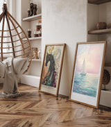 Paul Sinus Leinwandbild 40x60cm verträumtes Segelboot auf ruhigem Meer mit sanften Pastelltönen und harmonischer Lichtstimmung – kunstvolles Leinwandbild