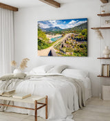 Paul Sinus Wandbild 120x80cm Alte Scheinbrücke Fluss Natur Berge Bergfluss