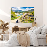 Paul Sinus Wandbild 120x80cm Alte Scheinbrücke Fluss Natur Berge Bergfluss
