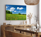 Paul Sinus Wandbild 120x80cm Landschaftsbild Wiese Bäume Natur Sommer blauer Himmel