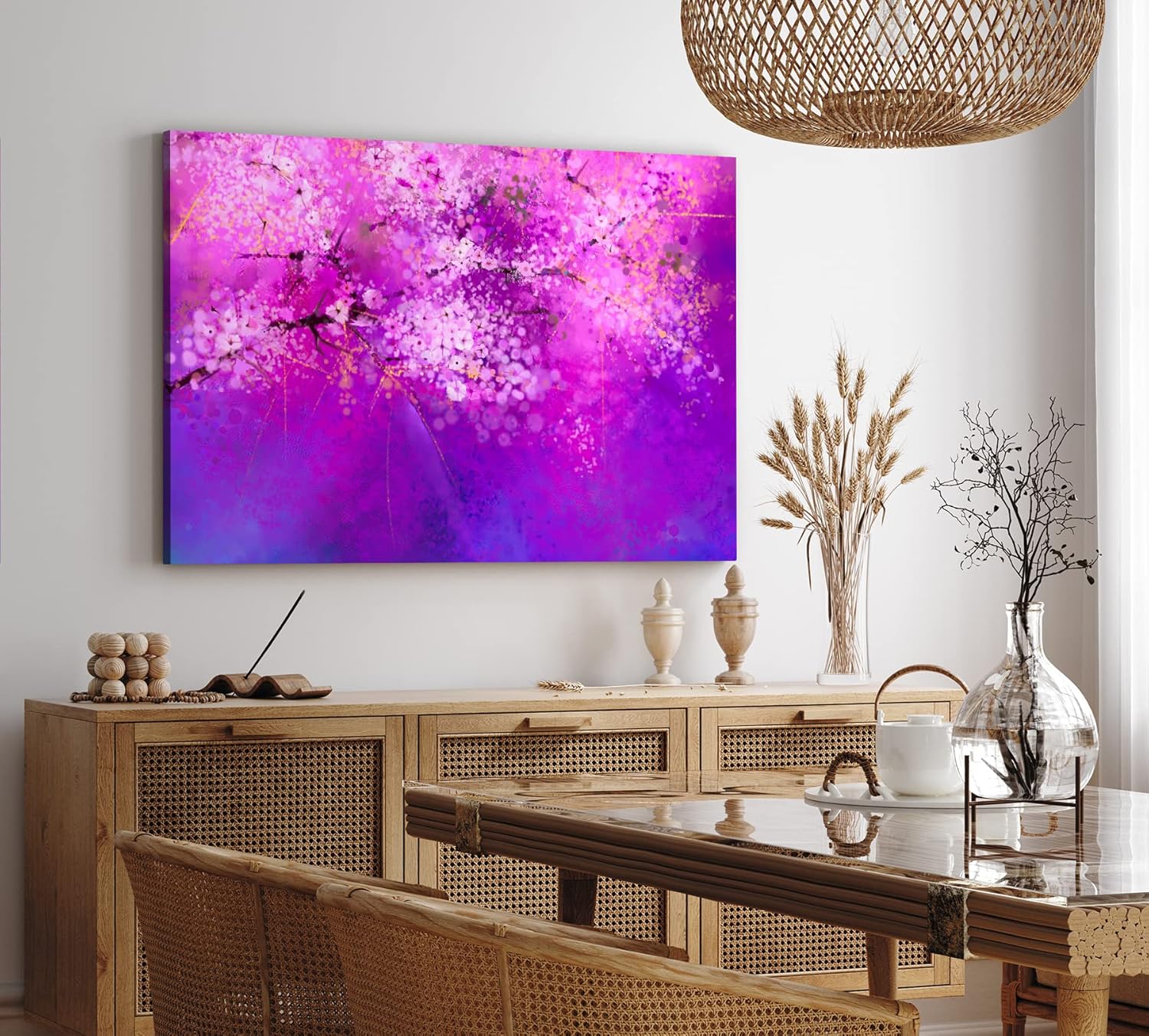 Paul Sinus Wandbild 120x80cm Baumblüten Violett Kunstvoll Abstrakt Rosa Blüten Frühling