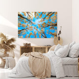 Wandbild 120x80cm Bäume Himmel Blau Herbst Baumkronen Natur