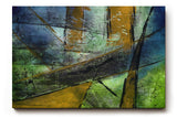 Sinus Art Wandbild 120x80cm Schräge Linien und Flächen in Blau, Grün, Ocker und Schwarz mit Texturwirkung