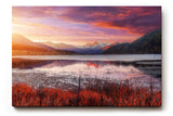 Sinus Art Wandbild 120x80cm See mit reflektierendem Himmel vor verschneiten Bergen – kontrastreich und lebendig