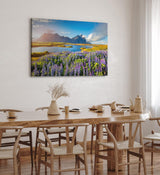 Paul Sinus Wandbild 120x80cm Stokksnes Inland Berge Landschaft Blumen See Natur