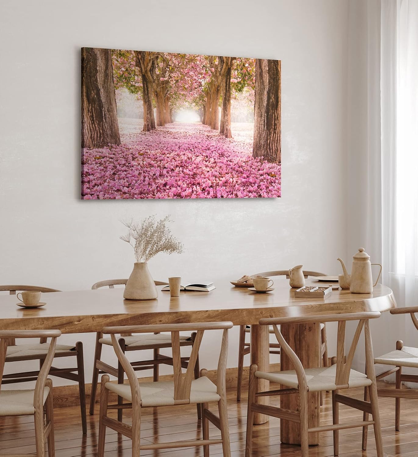 Paul Sinus Wandbild 120x80cm Baumallee Baumblüten Blüten Frühling Allee Rosa