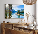 Paul Sinus Wandbild 120x80cm Alpensee See Alpen Berge Landschaft Bäume Schneegipfel