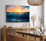 Paul Sinus Wandbild 120x80cm Welle Meer Ozean Sonnenuntergang Sonnenstrahl Wasser