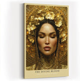Paul Sinus Wandbild in 40x60cm The Divine Bloom – Majestätisches Porträt mit goldener Blumenkrone und feinen Details