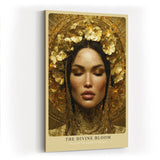 Paul Sinus Wandbild in 40x60cm The Divine Bloom – Majestätisches Porträt mit goldener Blumenkrone und feinen Details