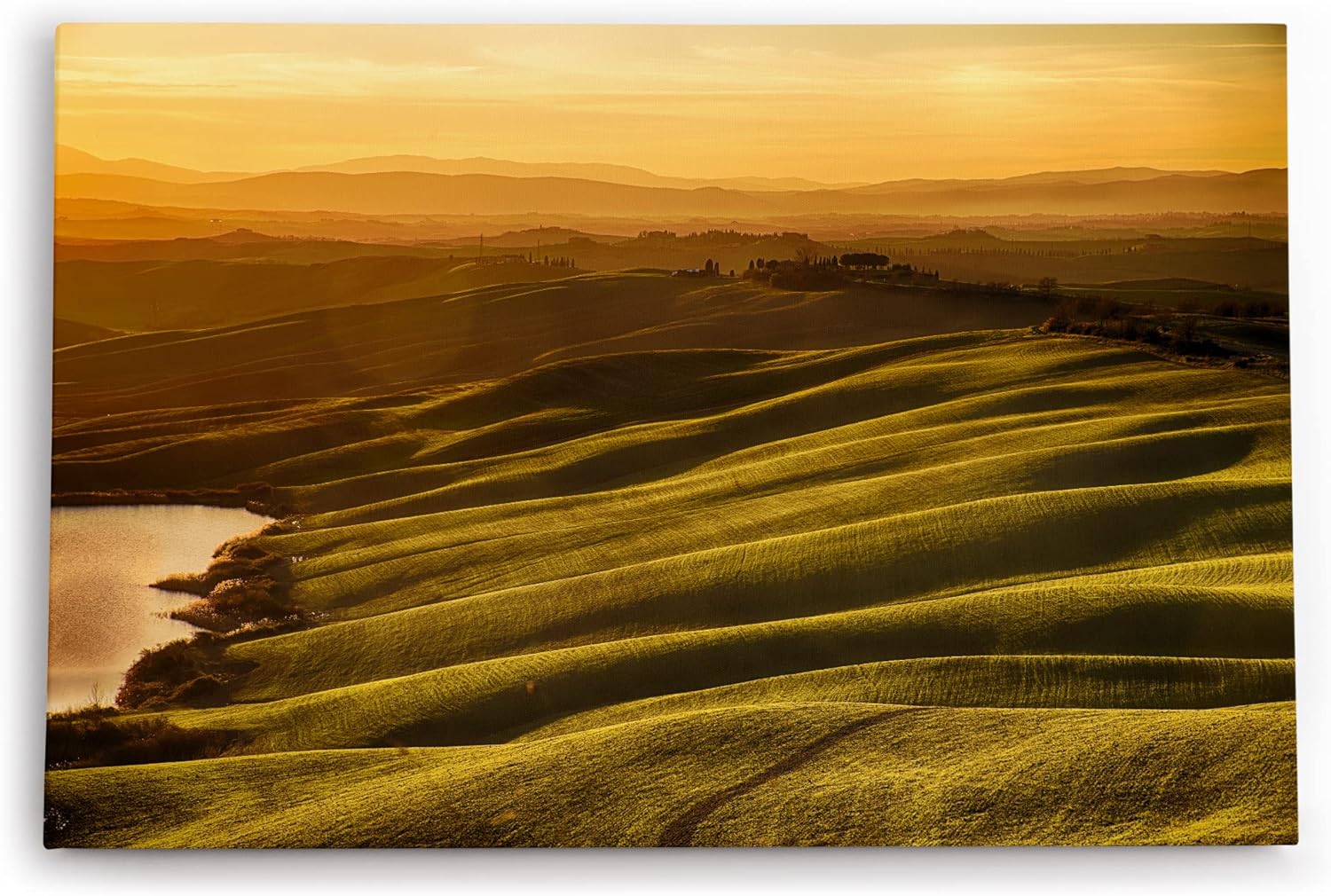 Paul Sinus Wandbild 120x80cm Landschaftsbild Toskana Italien Sonnenuntergang Natur