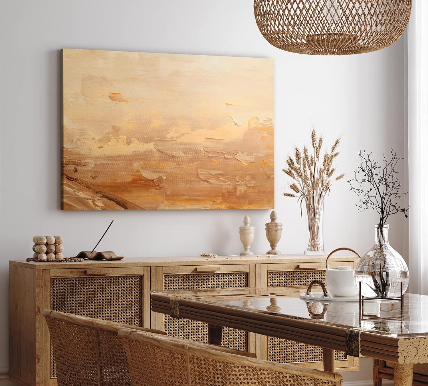 Wandbild 120x80cm Abstrakte Kunst Spachtelstruktur Beige Modern