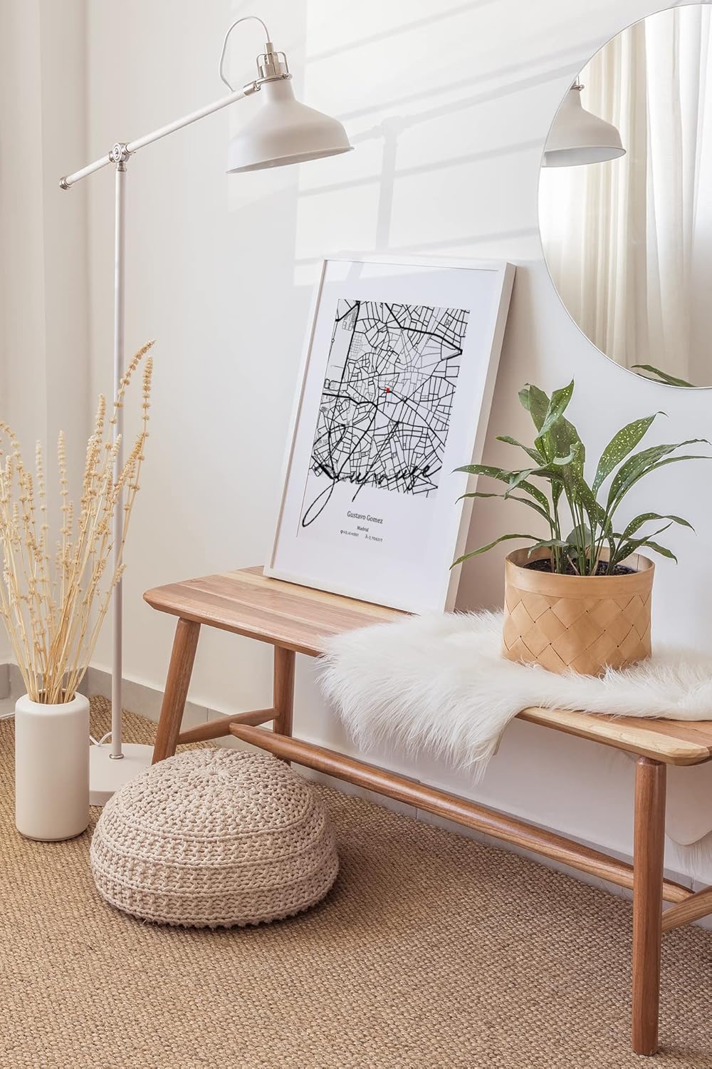 Paul Sinus Bilderrahmen personalisiert mit deinen GPS Koordinaten und Namen. 30cm x 42cm Holz Wechselrahmen mit Glas und Passepartout. Geschenkidee. Individuelle Stadtkarte. (ohne Rahmen)