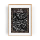 Paul Sinus Wandbild mit deinen GPS Koordinaten und Namen. 30cm x 42cm Holz Wechselrahmen mit Glas. Stadtplan Vintage (ohne Rahmen)