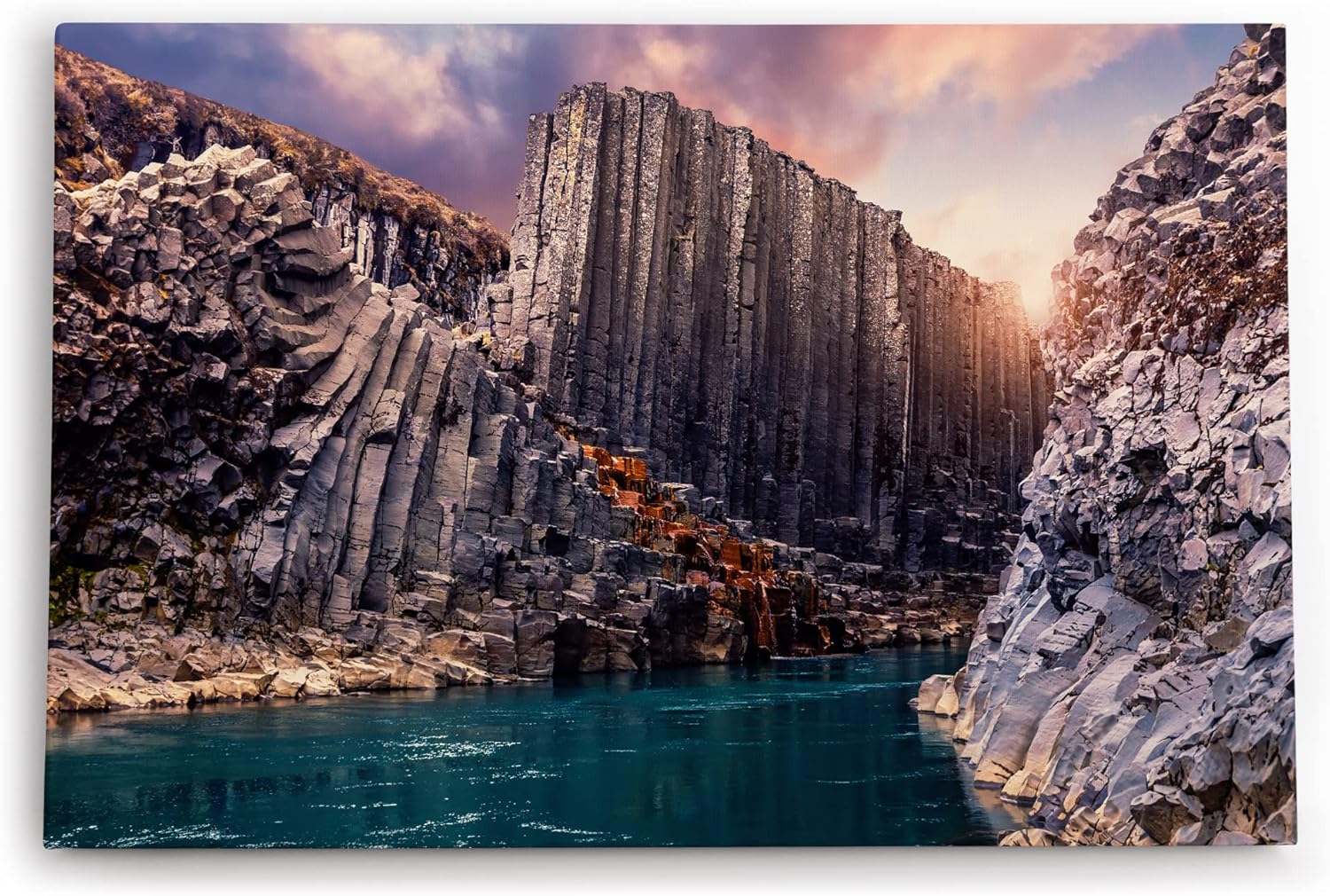 Paul Sinus Wandbild 120x80cm Studlagil Canyon Island Schlucht Felsformation Fluss