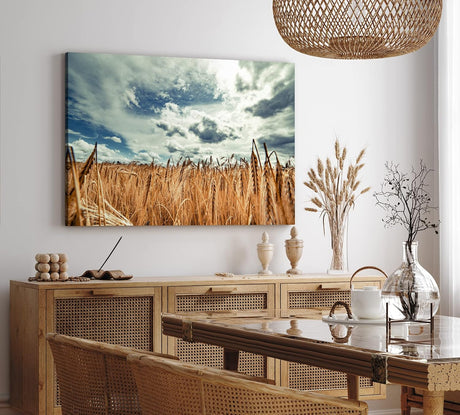 Paul Sinus Wandbild 120x80cm Weizenfeld Weizen Feld Wolken Himmel