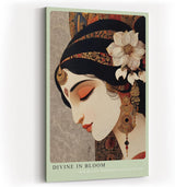 Paul Sinus Wandbild in 40x60cm Divine in Bloom mit stilisiertem Frauenportrait und floralen Ornamenten für edle Wandgestaltung