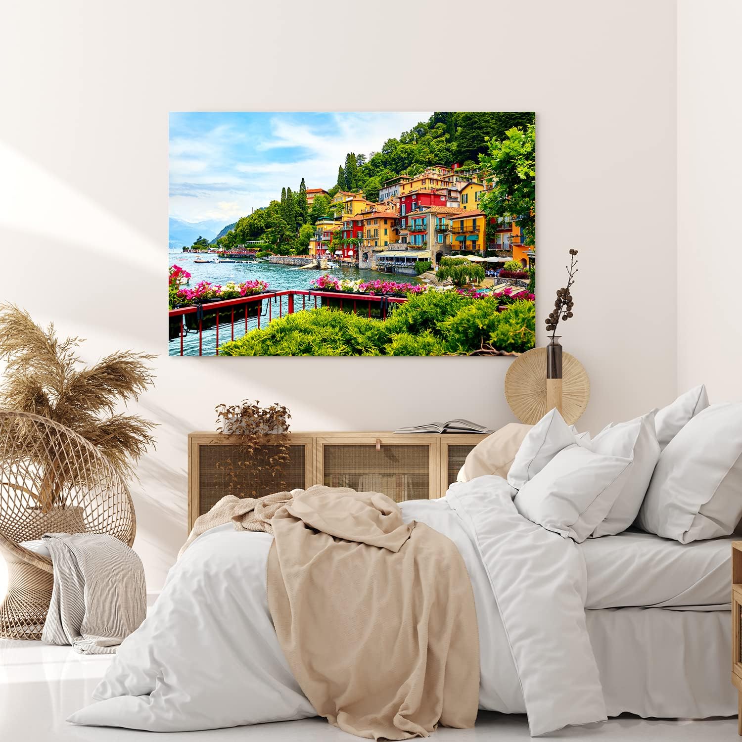 Paul Sinus Wandbild 120x80cm Comer See Italien Häuser Boote Berge Natur