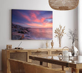Paul Sinus Wandbild 120x80cm Küste Meer Horizont Rosa Himmel Abendröte Ozean