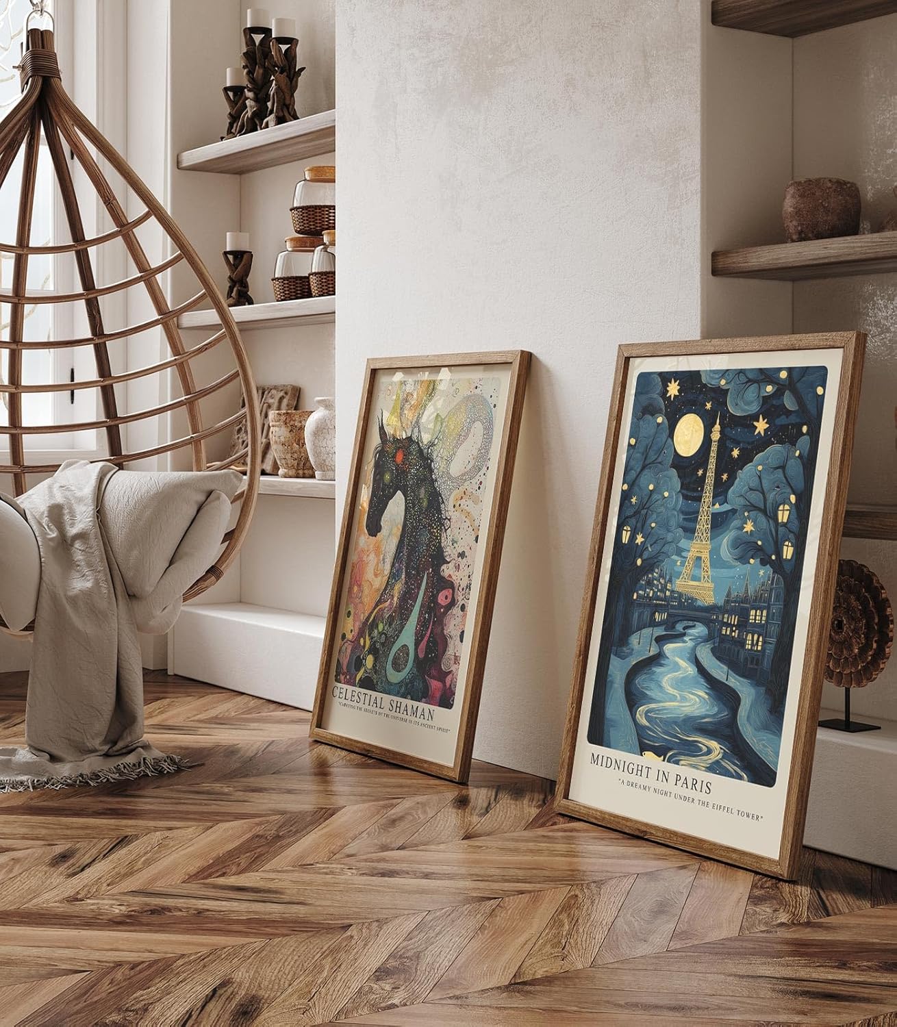 Paul Sinus Leinwandbild 60x90cm Paris Nachttraum Eiffelturm kunstvoll romantisch verträumt blau gold Lichter Stadt Zauber modern elegant