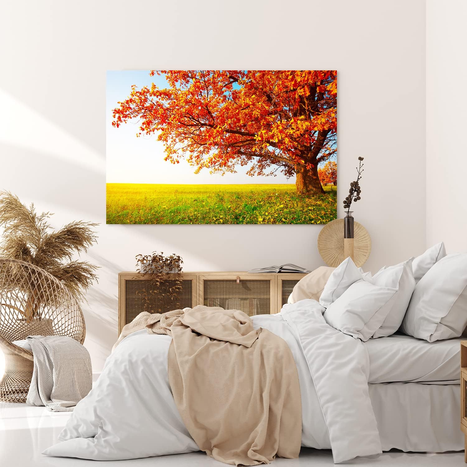 Wandbild 120x80cm Große Eiche Baum Natur Feld Landschaft Horizont