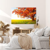 Wandbild 120x80cm Große Eiche Baum Natur Feld Landschaft Horizont