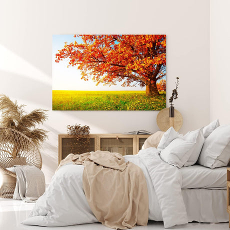 Wandbild 120x80cm Große Eiche Baum Natur Feld Landschaft Horizont