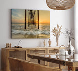 Paul Sinus Wandbild 120x80cm Sonnenuntergang Horizont Steg Holzbrücke Meer Strand