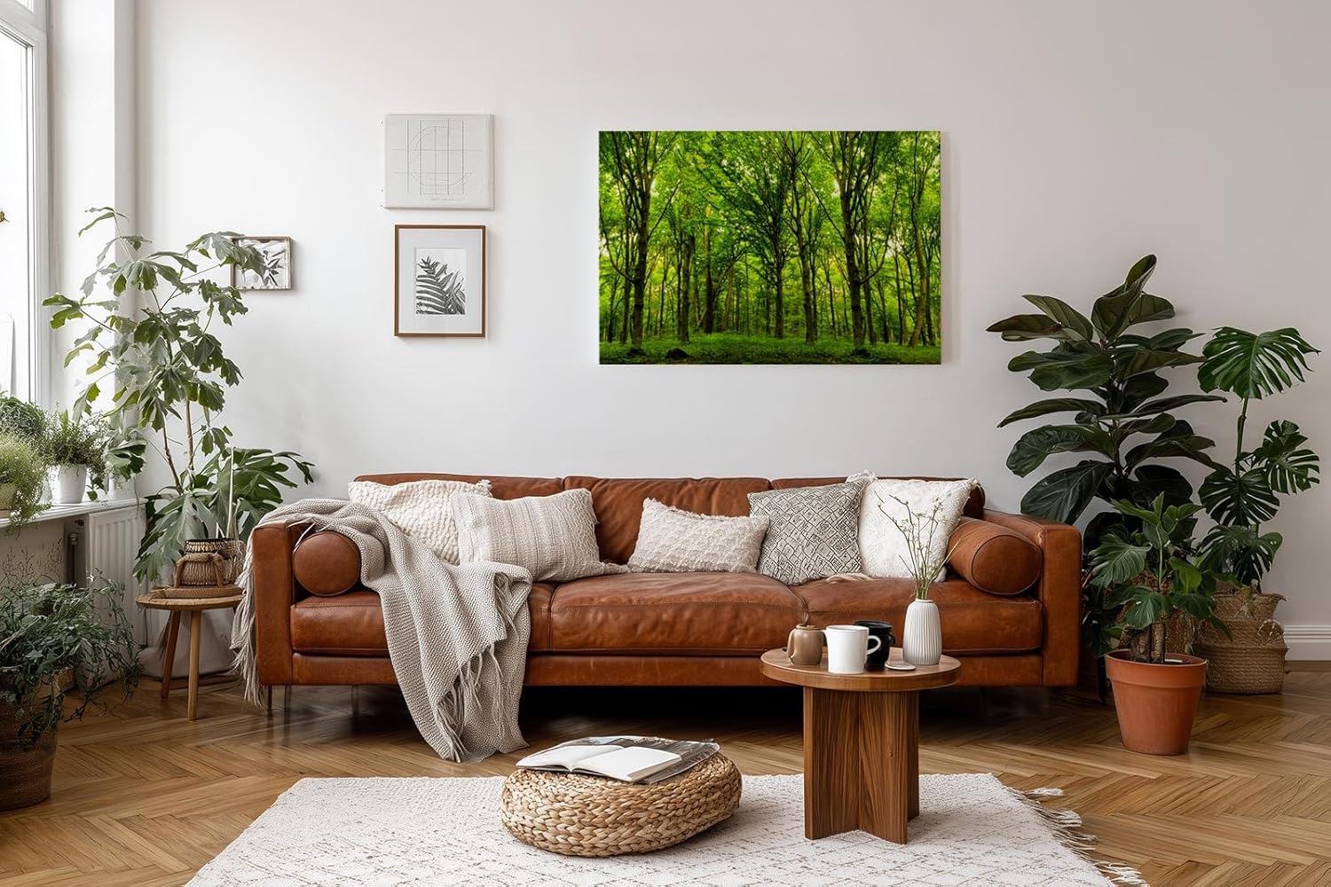 Sinus Art Wandbild 120x80cm Dichte Baumreihen und leuchtendes Laub schaffen eine friedliche, harmonische Stimmung