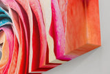 Sinus Art Wandbild 120x80cm Intensive Nahaufnahme einer vielfarbigen Rose mit einzigartiger Blattstruktur