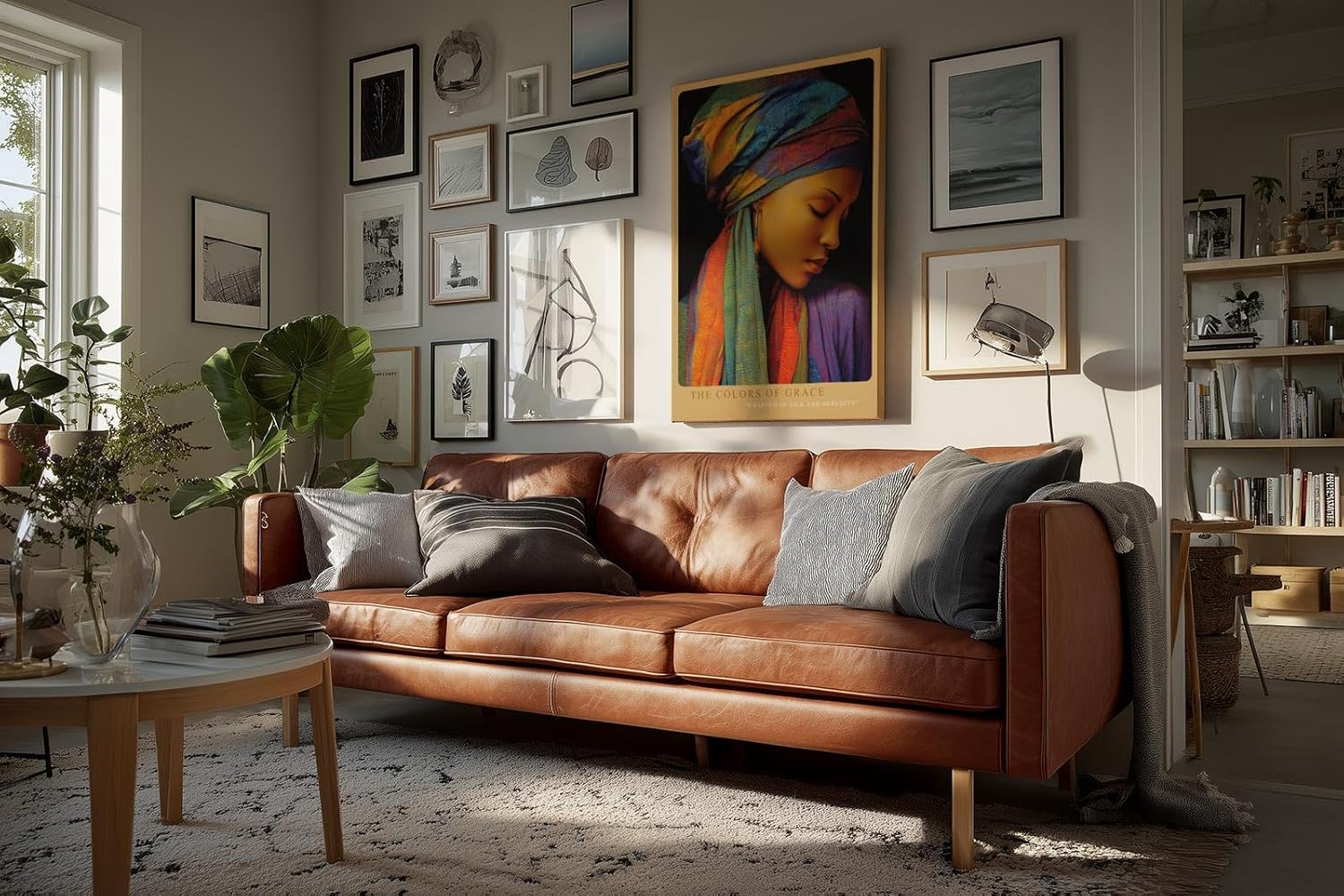Paul Sinus Wandbild in 40x60cm The Colors of Grace afrikanische Frau mit buntem Kopftuch in detailreicher moderner Malerei für elegante Wohnakzente