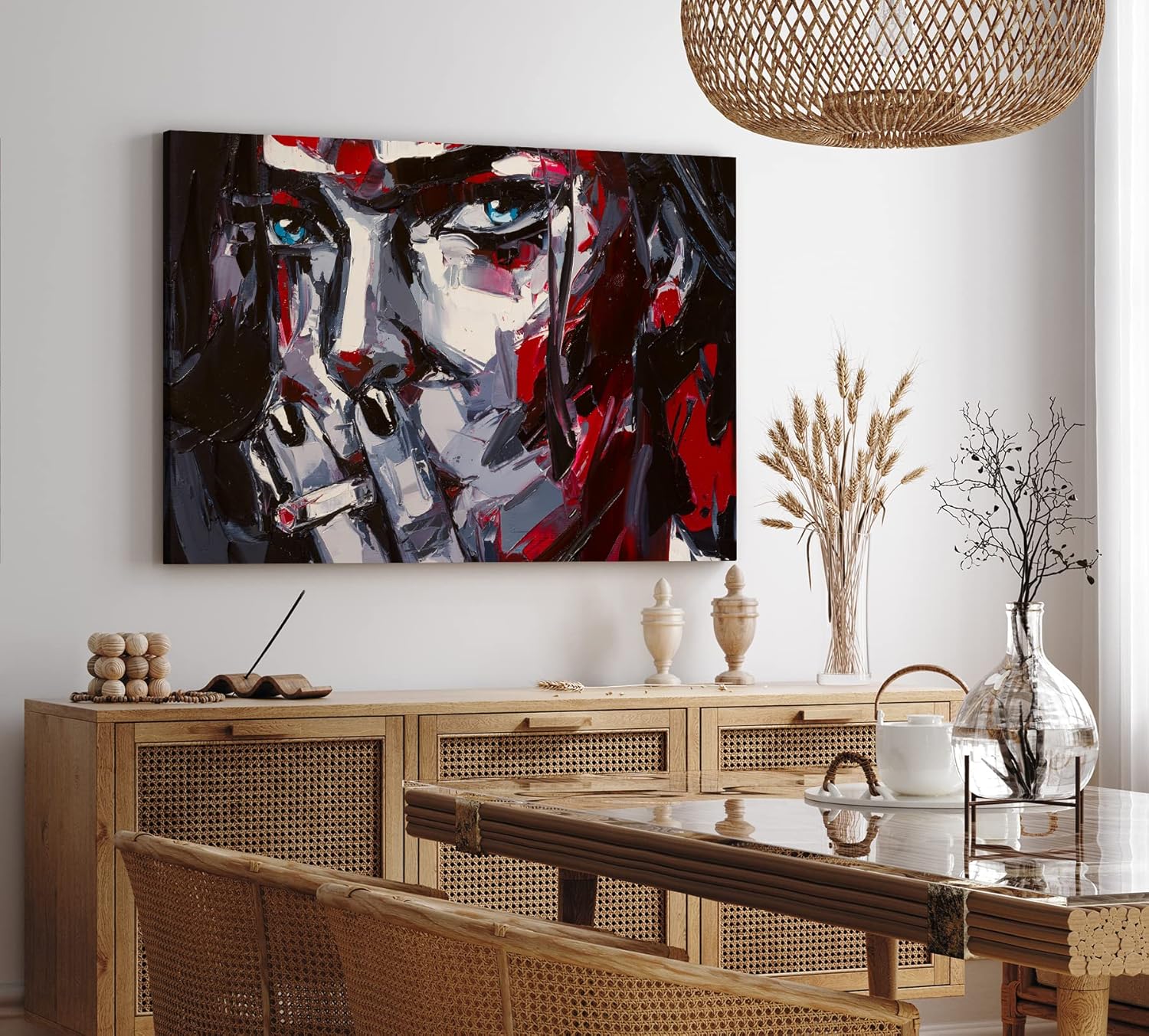 Paul Sinus Wandbild 120x80cm Junge Frau Porträt Abstrakt Kunstvoll Feminin Zigarette