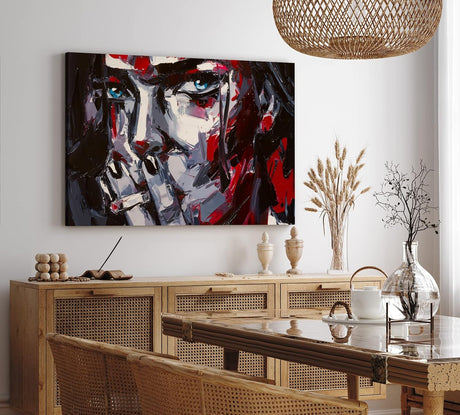 Paul Sinus Wandbild 120x80cm Junge Frau Porträt Abstrakt Kunstvoll Feminin Zigarette