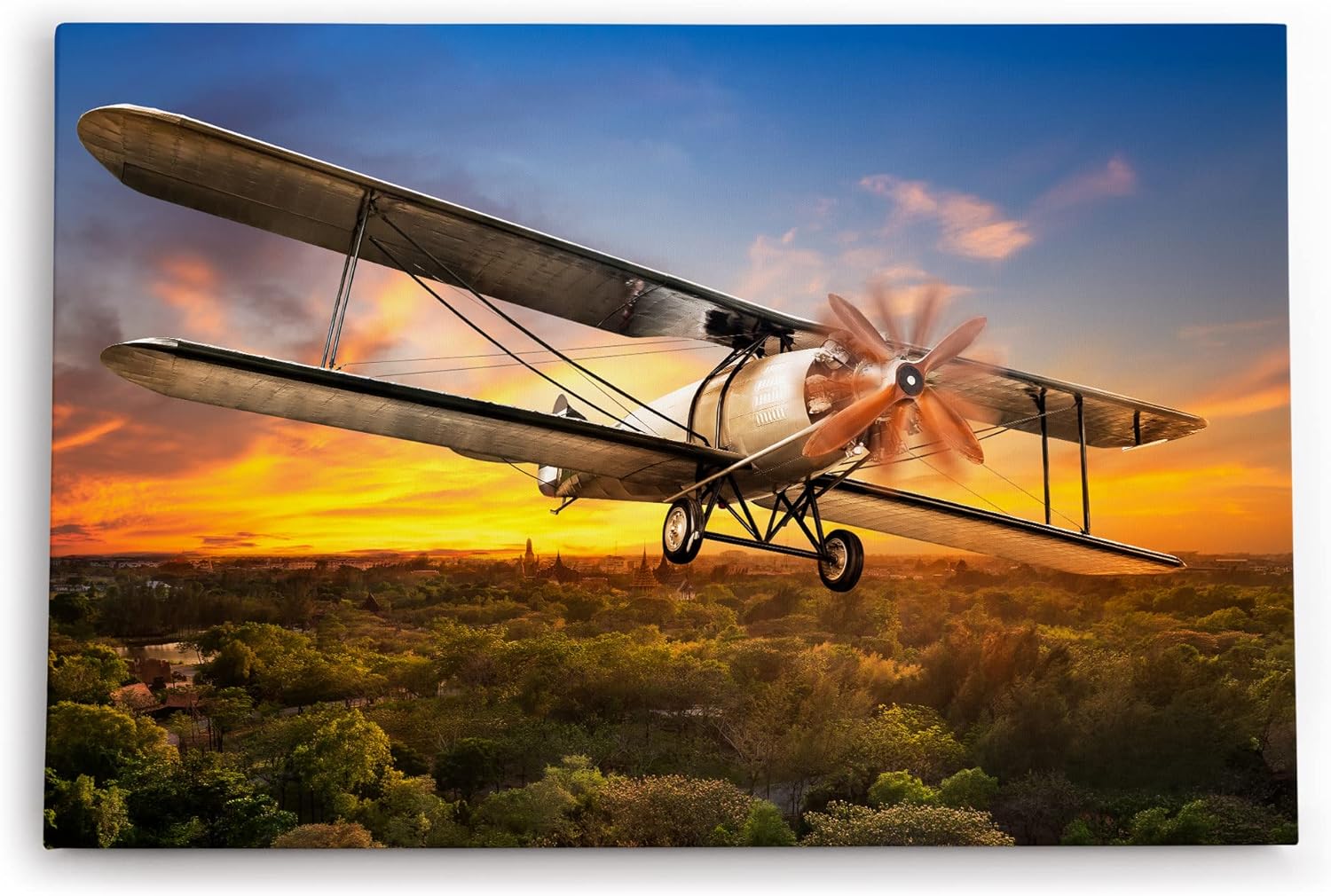 Paul Sinus Wandbild 120x80cm Propellerflugzeug Flugzeug über Angkor Wat Kambodscha