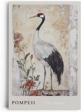 Paul Sinus Leinwandbild 40x60cm Leinwandbild Kunstwerk Kranich antik Eleganz Pompeji Vintage Fresko Vogel Ästhetik zeitlose Dekoration luxuriöse Wandgestaltung