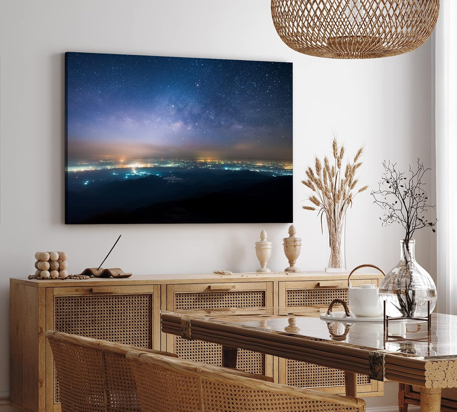 Paul Sinus Wandbild 120x80cm Sternenhimmel Nacht Stadtlichter Milchstraße Sterne