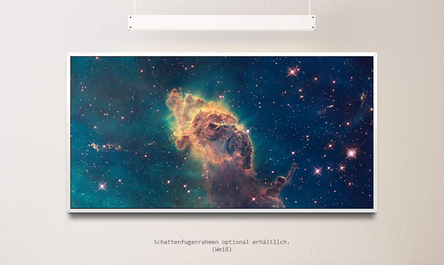 Astronomischer Nebel ca. 130x70cm Wandbild inklusive Schattenfugenrahmen weiss - Panorama Leinwand Bild XXL Format Wandbilder Wohnzimmer Wohnung Deko Kunstdrucke