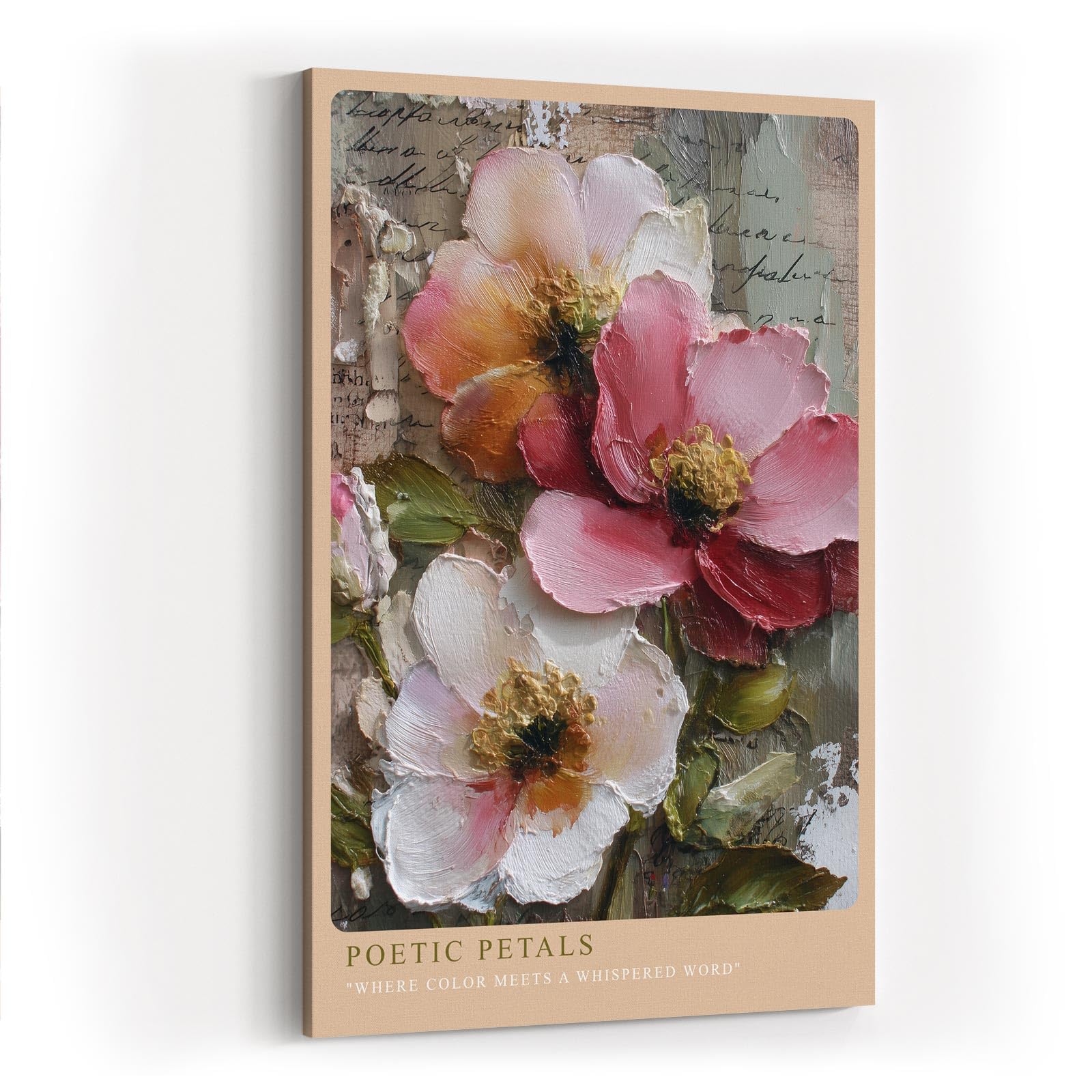 Paul Sinus Wandbild in 40x60cm Poetic Petals – romantische Blumenkomposition in pastellfarbenem Relief-Stil mit kunstvollen Details