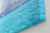 Sinus Art Wandbild 120x80cm Weitläufiger Horizont mit türkisfarbenem Wasser und dramatischer Wolkenbildung