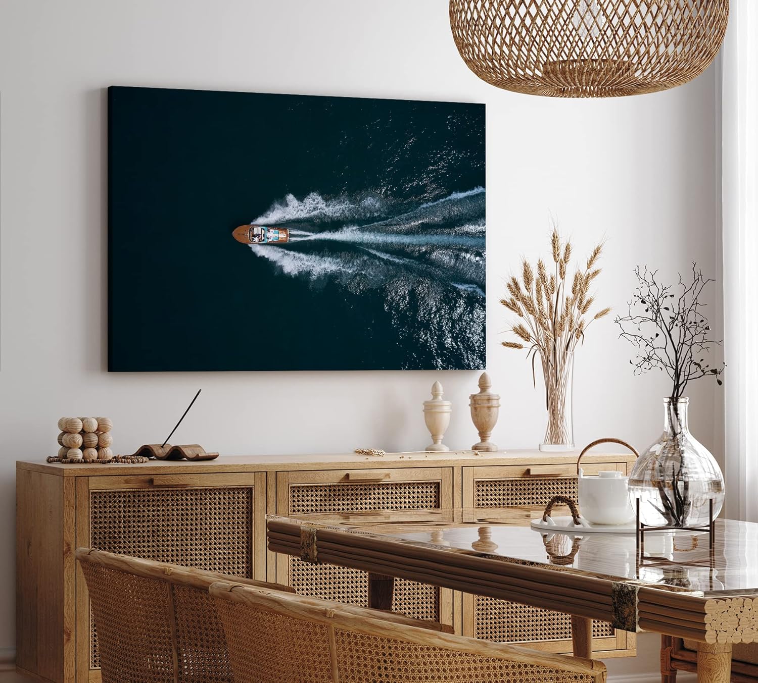 Paul Sinus Wandbild 120x80cm Speedboot aus der Luft Motorboot Sportboot Meer