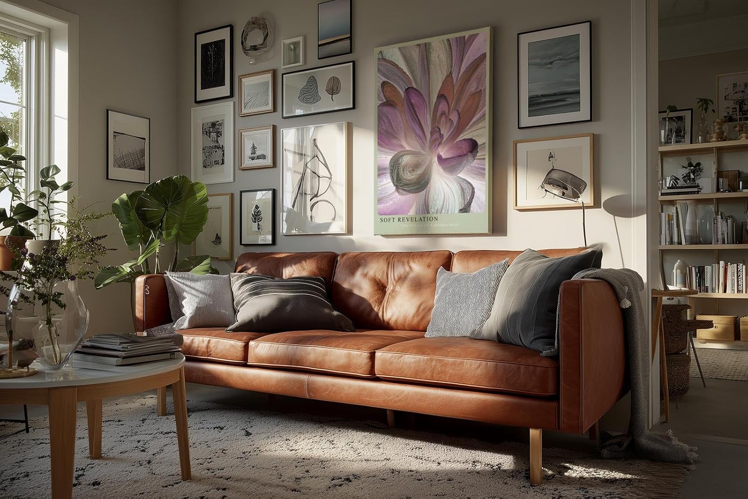 Paul Sinus Wandbild in 40x60cm Soft Revelation – Abstrakte Blütenkomposition in sanften Pastellund Lilatönen mit dynamischer Struktur