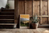 Paul Sinus Kunstdruck 40x60cm Saint Mary Lake USA Sonnenuntergang über Bergsee mit Insel und Kiefernwald
