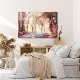 Paul Sinus Wandbild 120x80cm Wald Waldweg Natur Bäume Sonnenstrahlen Herbst