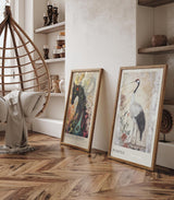 Paul Sinus Leinwandbild 40x60cm Leinwandbild Kunstwerk Kranich antik Eleganz Pompeji Vintage Fresko Vogel Ästhetik zeitlose Dekoration luxuriöse Wandgestaltung