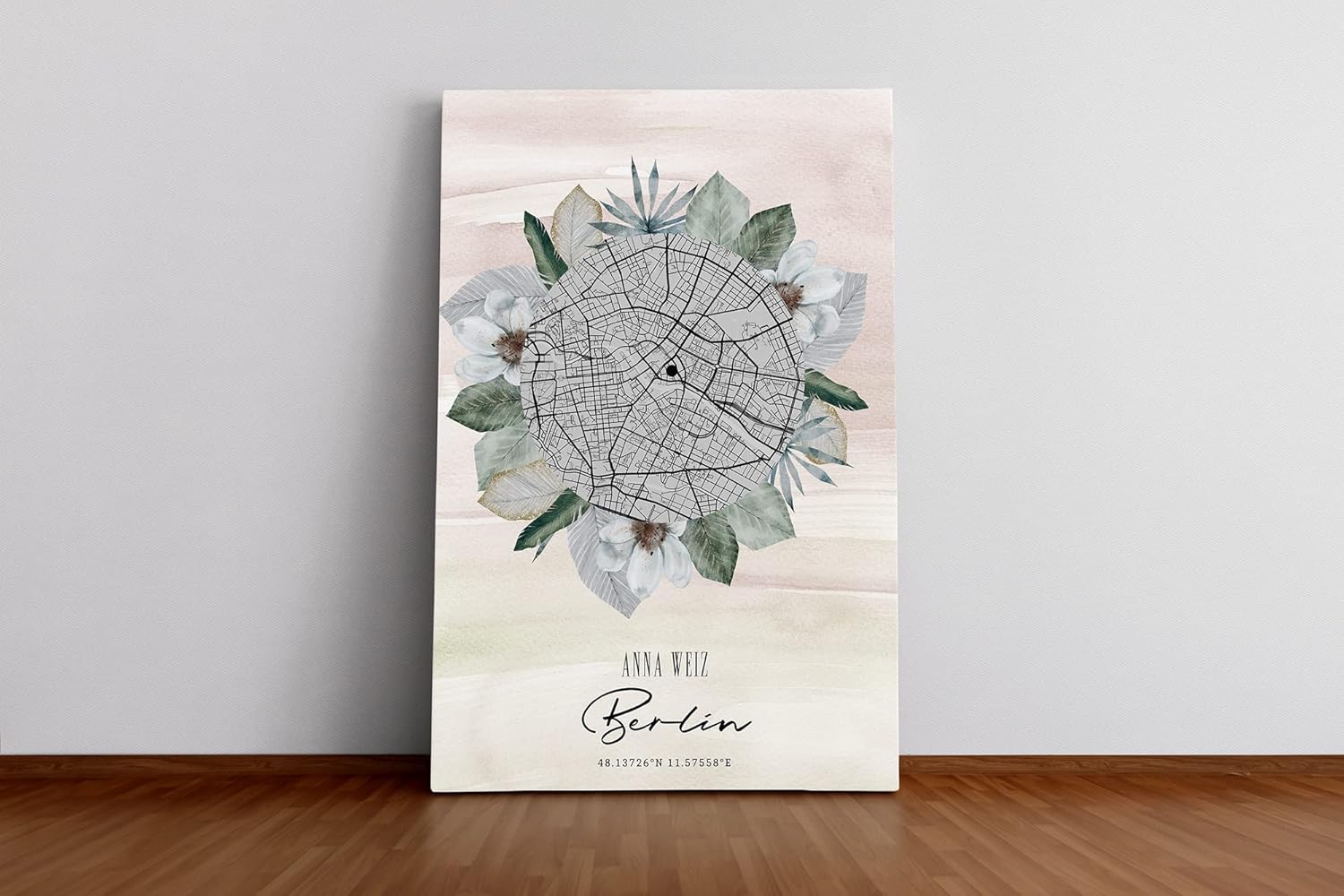Paul Sinus Bilderrahmen individuell personalisiert mit deinen GPS Koordinaten und Namen. 30cm x 42cm Holz Wechselrahmen mit Glas und Passepartout. Einzigartige Geschenkidee. (ohne Rahmen)